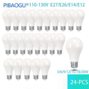 LED 샹들리에 전구, 저와트 고휘도, E27, E26, E14, E12 베이스, 3W, 6W, 9W, 12W, 15W, 18W, 20W, 110V, 24 개