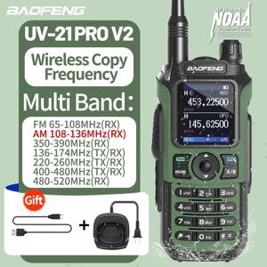 Baofeng UV-21 Pro V2 무선 복사 주파수 워키토키, 멀티 밴드 장거리 C 타입 충전기, UV 5R 햄 라디오