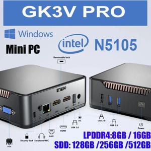 GK3V 프로 인텔 셀러론 N100 윈도우 11 미니 PC, DDR4 8GB 128GB SSD, 듀얼 와이파이 BT 4.2, 1000M LAN, 4K VGA 게이밍 컴퓨터, 16GB 512GB