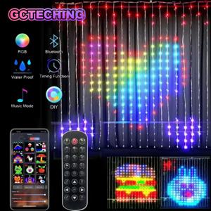 스마트 커튼 조명 블루투스 앱 LED 스트링 RGB 요정 조명, DIY 음악 변경 디스플레이, 창 침실 장식, 400LED