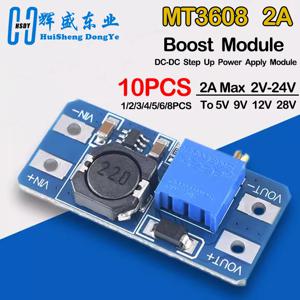 아두이노용 MT3608 부스트 모듈 DC-DC 스텝 업 컨버터, 전원 공급 장치 모듈 보드, 2A 최대 2V-24V ~ 5 V, 9 V, 12 V, 28V, 1-10 개