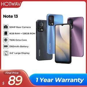 2024 오리지널 HOTWAV 노트 13 스마트폰, 안드로이드 13, 6.6 인치 HD + 8GB(4 + 4) RAM + 128GB ROM, 50MP 5160mAh 배터리 휴대폰