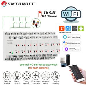 Tuya 스마트 스위치 스마트 타이머, 외부 스위치 리모컨 음성 제어, 와이파이 16 절연 채널 16 갱