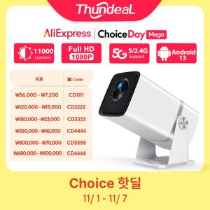 ThundeaL 풀 HD 1080P 미니 프로젝터, 4K 안드로이드 와이파이, 3D 홈 시어터, TD80 휴대용 프로젝터, 회의 비디오 영화, PK HY320