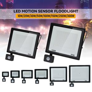 PIR 모션 센서 LED 투광 조명 스포트라이트, 야외 조명, 방수 LED 블랙 쉘, 정원 문 벽 조명, AC220V, 50W, 100W