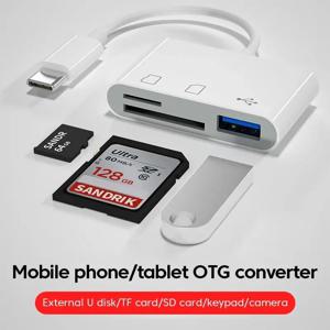 라이트닝 타입 C SD 및 TF 카드 USB 카메라 어댑터, 아이폰 아이패드용, 3 인 1 카드 리더기, USB 플래시 플러그 앤 플레이용 USB 동글