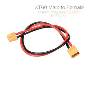 XT60 커넥터 연장 케이블 수-암 플러그 실리콘 와이어, 14AWG, 12AWG, 5 ~ 50cm, 1 개