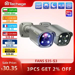 Techage UHD 4K 8MP 5MP 보안 POE 카메라, 스마트 AI 인간 감지, 야외 양방향 오디오, IP 카메라, CCTV 감시 컬러 나이트