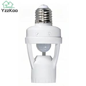 YzzKoo 인간 유도 모션 센서 LED 야간 램프 소켓 베이스, 360 도 PIR, E27 AC 85V-265V 지연 시간 조절 스위치