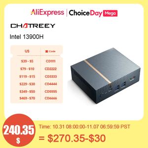 Chatreey 게임용 미니 PC, IT12, 인텔 코어 i7, 1360P, i9, 12900H, 13900H 데스크탑 컴퓨터, 4K @ 60hz, Daul 2.5G LAN, PCIe 4.0, Wifi 6