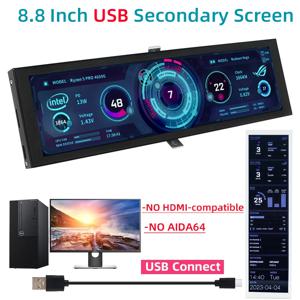 8.8 인치 USB 보조 화면 C타입 연결, HDMI 호환 디스플레이 없음, 1920*480 IPS LCD CPU RAM GPU 모니터, AIDA64 없음