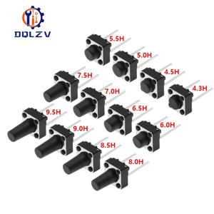 택트 푸시 단추 스위치, 구리, 2 핀, DIP2 SMD 마이크로 스위치, 6x6x5 4.3, 5 5.5 6 7 8 9 10 11 12 13 15mm TV 장난감, 가정용 단추