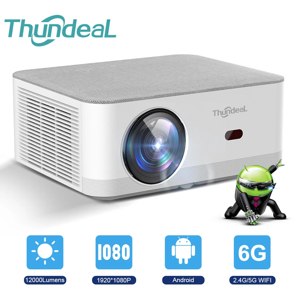 ThundeaL TD92Pro 미니 프로젝터, 풀 HD 1080P 프로젝터, 5G 와이파이, 안드로이드 4K 비디오, 휴대용 3D 영화, 홈시어터, TD92 프로