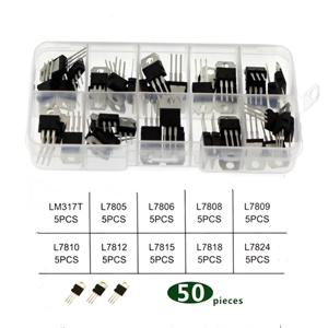 전압 조정기 IC 키트, LM317T, L7805CV, L7806CV, L7808CV, L7809CV, L7810CV, L7812CV, L7815CV, L7818CV, L7824CV, TO-220, 5 개, 50 개