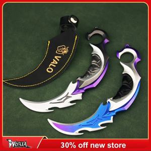 발로란트 무기 큰 근접 리버 2.0 Karambit 칼, 금속 M4 게임 주변 사무라이 컬렉션 칼 키체인, 어린이 장난감, 16cm