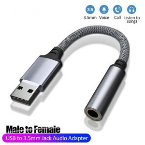 PC 노트북용 암 USB 외장 사운드 카드 오디오 어댑터, 헤드폰 마이크 사운드 어댑터, USB-3.5mm 오디오 케이블, 3.5mm 잭