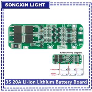 드릴 모터용 리튬 이온 배터리 18650 충전기 PCB BMS 보호 보드, 12.6V Lipo 셀 모듈, 64x20x3.4mm, 3S 20A, 신제품