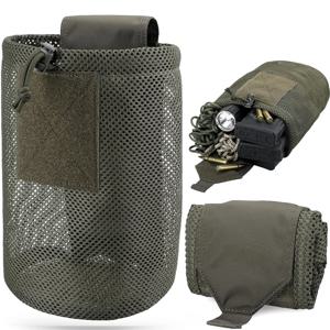 전술 Molle 덤프 파우치 야외 롤업 드로스트링 탄창 유틸리티 접이식 허리 가방, 메쉬 접이식 스포츠 사냥 EDC 포켓