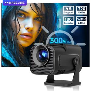 Magcubic HY320 미니 네이티브 720P 안드로이드 11 4K 프로젝터, 300ANSI Wifi 6 BT5.0 시네마, 야외 휴대용 180 ° 회전 프로젝터, 신제품