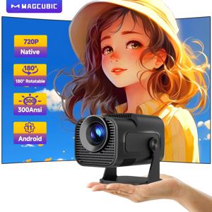 Magcubic HY320 미니 네이티브 720P 안드로이드 11 4K 프로젝터, 300ANSI Wifi 6 BT5.0 시네마, 야외 휴대용 180 ° 회전 프로젝터, 신제품