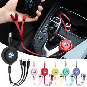 차량용 마이크로 데이터 와이어 USB C 타입 고속 충전기, 폭스바겐 VW GTI 골프 R 티구안 비틀 파사트 아마록 페이톤 T5 T-크로스, 3 인 1