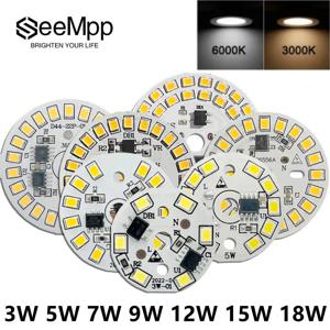 SeeMpp 램프 전구용 LED 칩, 둥근 전구 칩, 조명 스포트라이트 전구 칩, AC 220V-240V, 3W, 5W, 7W, 9W, 12W, 15W, 18W