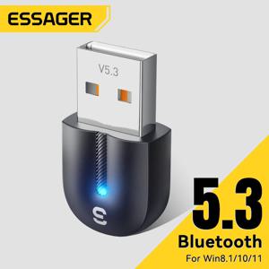 Essager 블루투스 어댑터 USB 블루투스 5.3, PC 동글 어댑터, 무선 마우스 키보드, 음악 오디오 리시버, USB 송신기