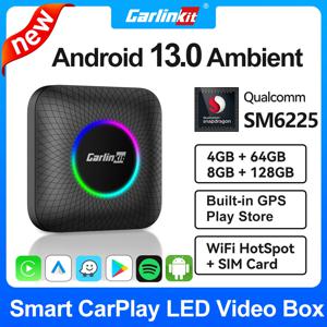 CarlinKit Smart CarPlay AI Box 안드로이드 13 LED 8G + 128G SM6225 SDM660 Netflix IPTV FOTA 업그레이드 용 8 코어 무선 안드로이드 자동 안드로이드 TV 박스 GPS