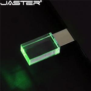 JASTER 직사각형 크리스탈 USB 플래시 드라이브, USB 2.0, 블루, 그린, 레드, LED 크리에이티브 색상, 무료 로고 10 개 이상, 16GB, 32GB, 64GB