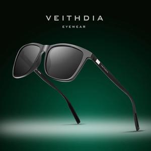 VEITHDIA 남녀공용 브랜드 선글라스, 레트로 알루미늄 + TR90 선글라스, 편광 렌즈, 빈티지 안경, 6108