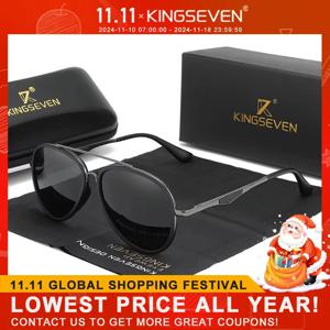 KINGSEVEN 클래식 파일럿 편광 선글라스, 운전 남성 선글라스, UV 차단 안경, 2024 브랜드, N7936