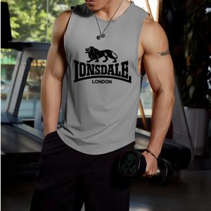 Lonsdale 선풍기 탄성 스포츠 조끼 민소매 티셔츠, 트렌디한 피트니스, 빠른 건조