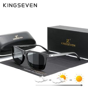 KINGSEVEN-알루미늄 프레임 선글라스, 남성용 편광 변색 선글라스, 여성용 안경 액세서리