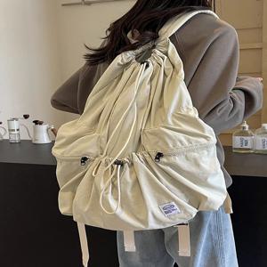 경량 Drawstring 듀얼 어깨 스포츠 등산 배낭 틈새 여행 대형 학생 Bookbag 여성 캐주얼 패션