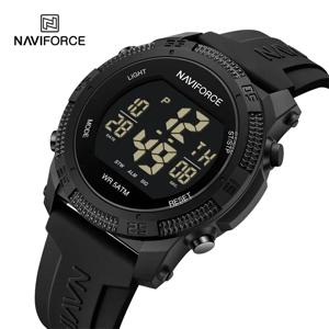 NAVIFORCE 남성용 LCD 디지털 캐주얼 날짜 및 주 알람, 방수 실리콘 스트랩 전자 시계, NF7104