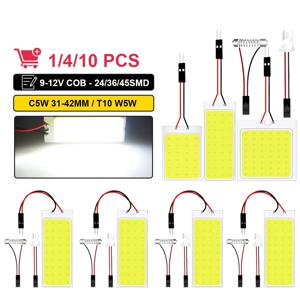 자동차 인테리어 돔 독서 트렁크 Lmaps, C5W 페스툰 LED 전구, 31mm, 36mm, 39mm, 41mm, T10 W5W, LED COB 라이트, 12V, 화이트, 7000K, 1/4/10 PCs