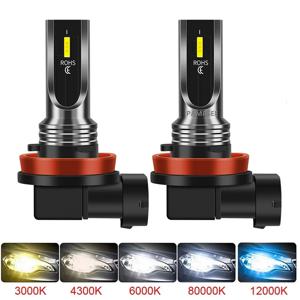 LED 자동차 헤드라이트 전구, 자동차 운전 안개등, H4, H7, H11, H10, 3000K, 6000K, PSX24W, 9005, HB3, 9006, HB4, H8, H1, H3, 2 개