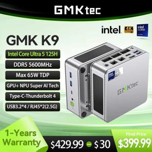 GMKtec 미니 PC GMK K9 인텔 코어 울트라 5 125H NUCBOX 시스템 윈도우 11 프로 PCle GEN4.0 * 4 DDR5 5600MHz