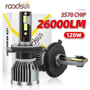 Roadsun H7 LED H11 H1 H3 9005 9006 HB3 HB4 880 9007 H13 H4 전조등 전구 12V 120W 26000LM 3570 CSP 칩