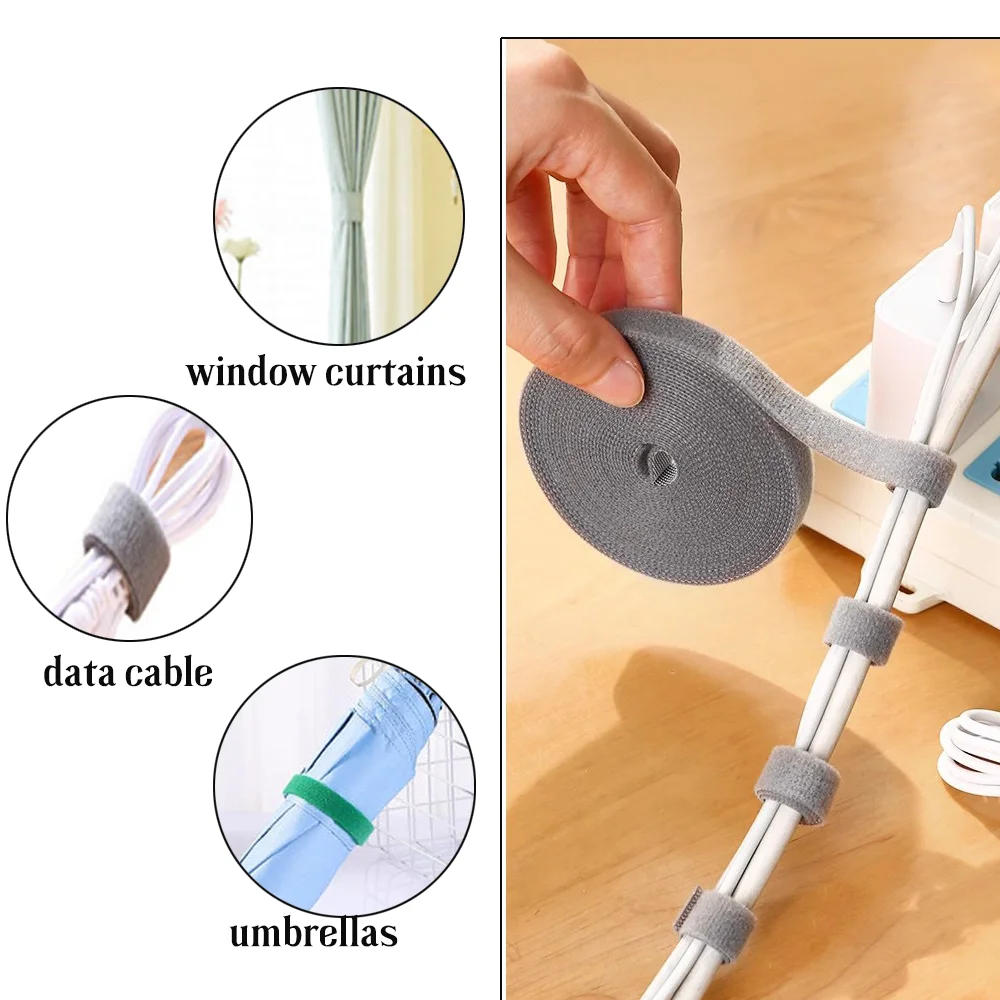 재사용 가능한 고정 테이프 케이블 타이, 다목적 코드 정리함, 컴퓨터 및 TV 와이어 보관, 데이터 케이블 관리 타이, 1 롤