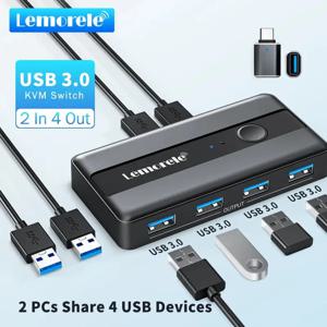 USB KVM 스위치 어댑터, USB 3.0 스위처, 컴퓨터 키보드용 프린터 공유기, 2 입력, 4 출력