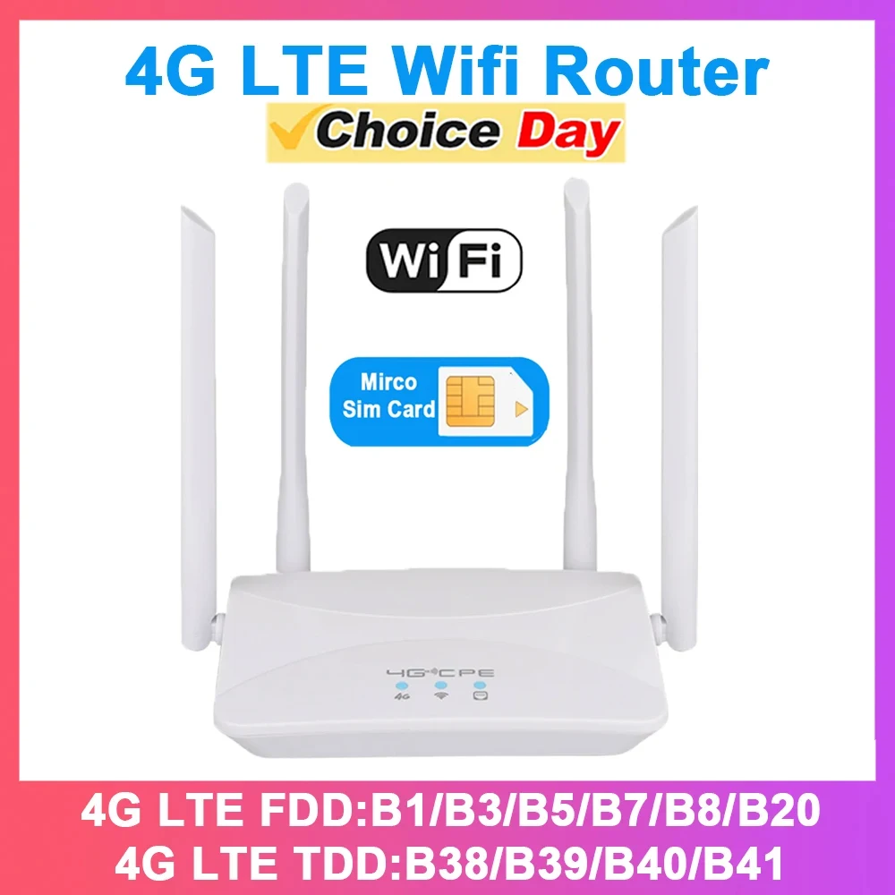 KuWFi 4G LTE CPE 라우터, 300Mbps 무선 홈 라우터, 3G 4G SIM 와이파이 라우터, RJ45 WAN LAN 무선 모뎀, 지지대 10 개 장치