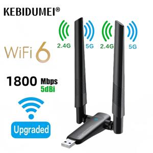 무선 802.11ax 네트워크 카드 고이득 안테나, 1800Mbps 와이파이 6 USB 어댑터, 5G/2.4GHz USB3.0 동글, 윈도우 10 11 용