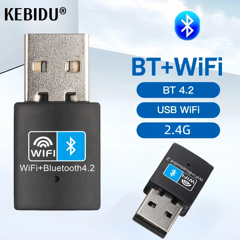 데스크탑 노트북 PC용 와이파이 블루투스 무선 어댑터, 150Mbps USB 어댑터, 2.4G 블루투스 V4.0 동글 네트워크 카드, RTL8723DU