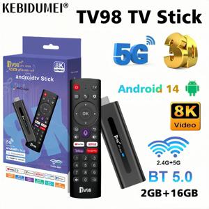 스마트 TV 스틱 음성 원격 TV 박스, 안드로이드 14, ATV Allwinner H313, 2.4G, 5G 와이파이 지지대, OTA 4K 플레이어, BT5.0, 2GB, 16GB, TV98, ATV 8K