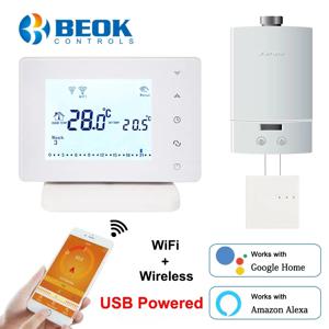 Beok-무선 RF 와이파이 스마트 온도 조절기, 가스 보일러, 온도 조절기, USB 전원, 구글 홈, 알렉사로 작동