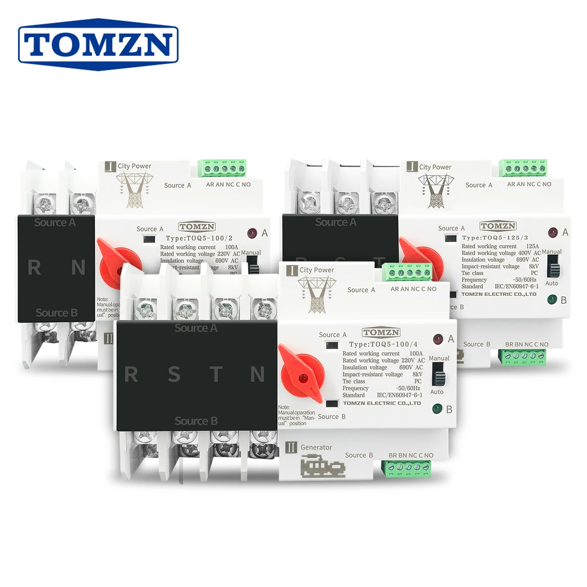 2 p 63a 230 v mcb 유형 이중 전원 자동 전환 스위치 ats