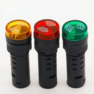 패널 마운트 LED 표시 부저, 16mm, 12V, 24V, 220V