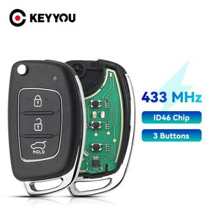 KEYYOU 자동차 원격 플립 키 포브, 현대 악센트 Ix35 IX45 I30 솔라리스 투싼 I20 산타페 433Mhz ID46 칩