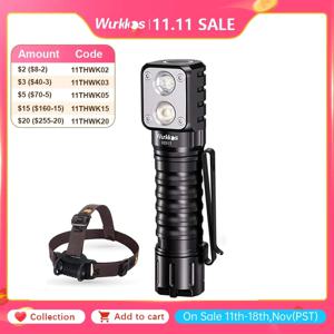 Wurkkos 듀얼 LED 헤드램프 18650, 충전식 헤드라이트, USB 리버스 충전, 마그네틱 테일 하이킹, LH351D + SST20, HD15, 2A, 2000lm